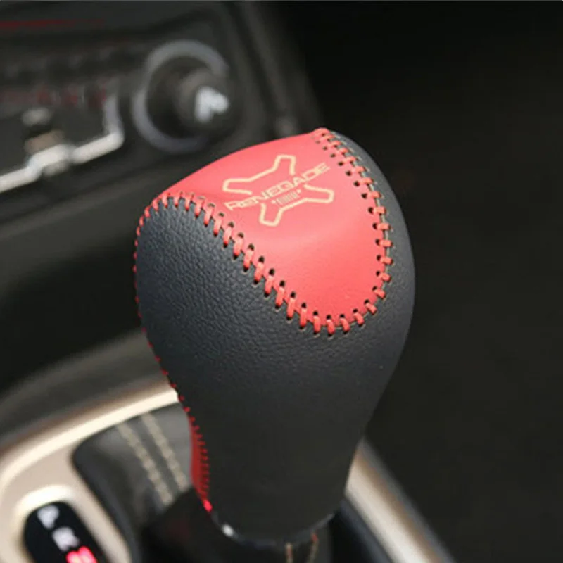 1PC Genuine Leather Gear Lever Decoration Protection Cover for 2014-2017 JEEP Renegade Car Accessories