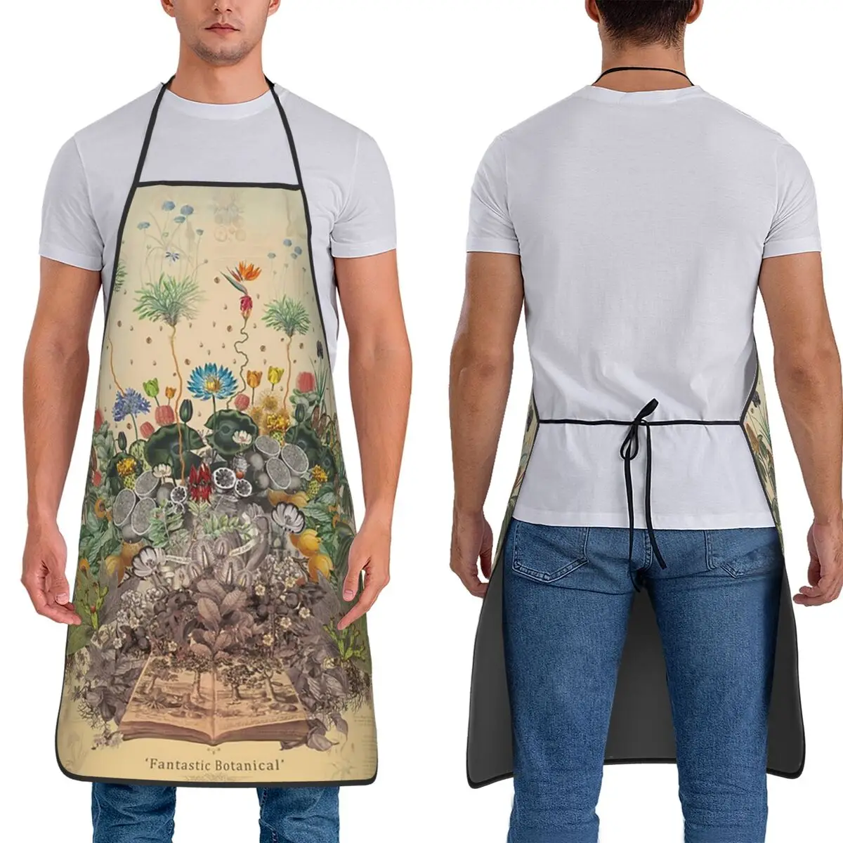 

FANTASTIC BOTANICAL Aprons Chef Cooking Tablier Sleeveless Bib Kitchen Cleaning Pinafore for Women Men Painting