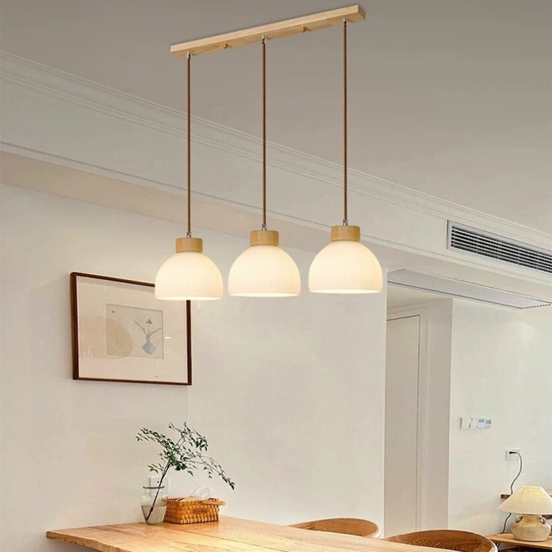 

Log restaurant chandelier three heads simple modern dining room dining table bar lamp