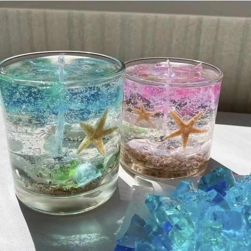 Ocean Glass Aromatherapy Candle Creative Handmade Jelly Wax Crystal Candle Reed Diffuser Home Perfume Decoration Festival Gift