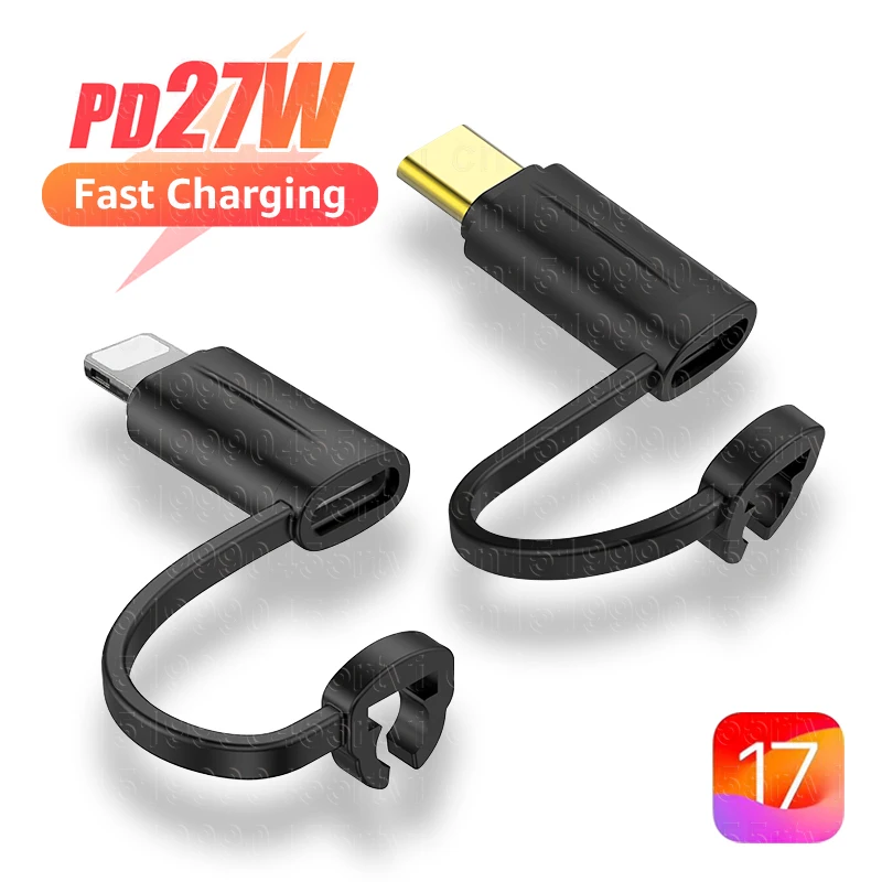 Mini 8-Pin to USB Type-C PD27W Fast Charging Adapter Connector Data Adaptor Converter for iPhone XS XR 12 13 14 15 Plus Pro Max