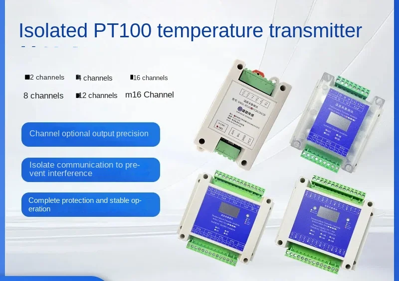 2/4/8/16-channel PT100 platinum thermal resistance temperature acquisition variable sensor 485 isolation modbus module