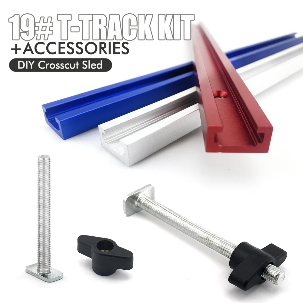 Woodworking 19# T-track Kit and Accessories Aluminum T-tracks Slot Miter Track for Router Table Workbench DIY Crosscut Sled Tool view 4
