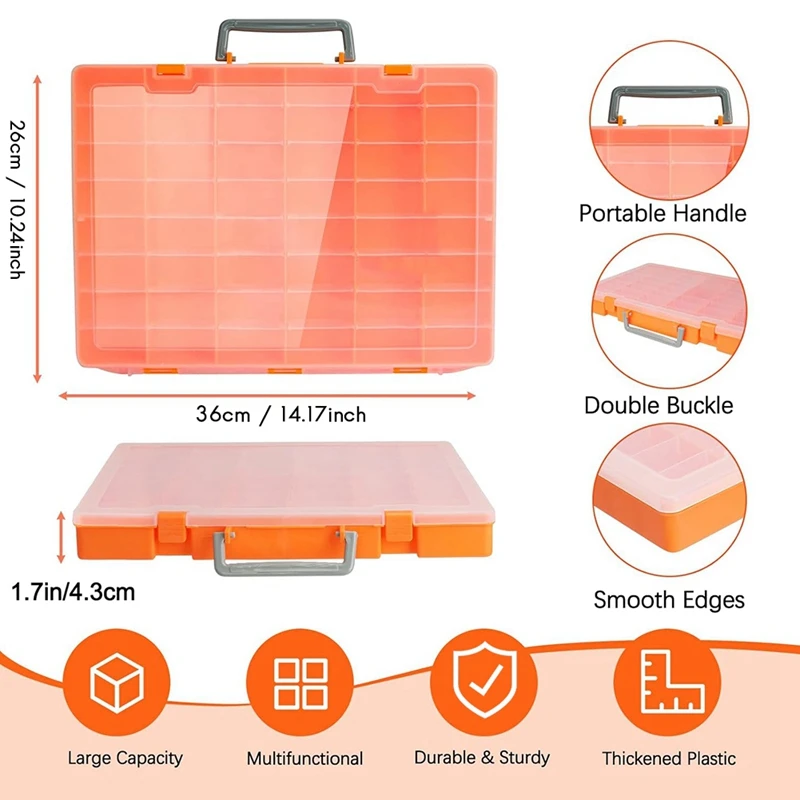 ABDJ-48 Grids Large Plastic Organizer Box With Adjustable Dividers, Beads Storage Containers Compartment Tackle Box Case