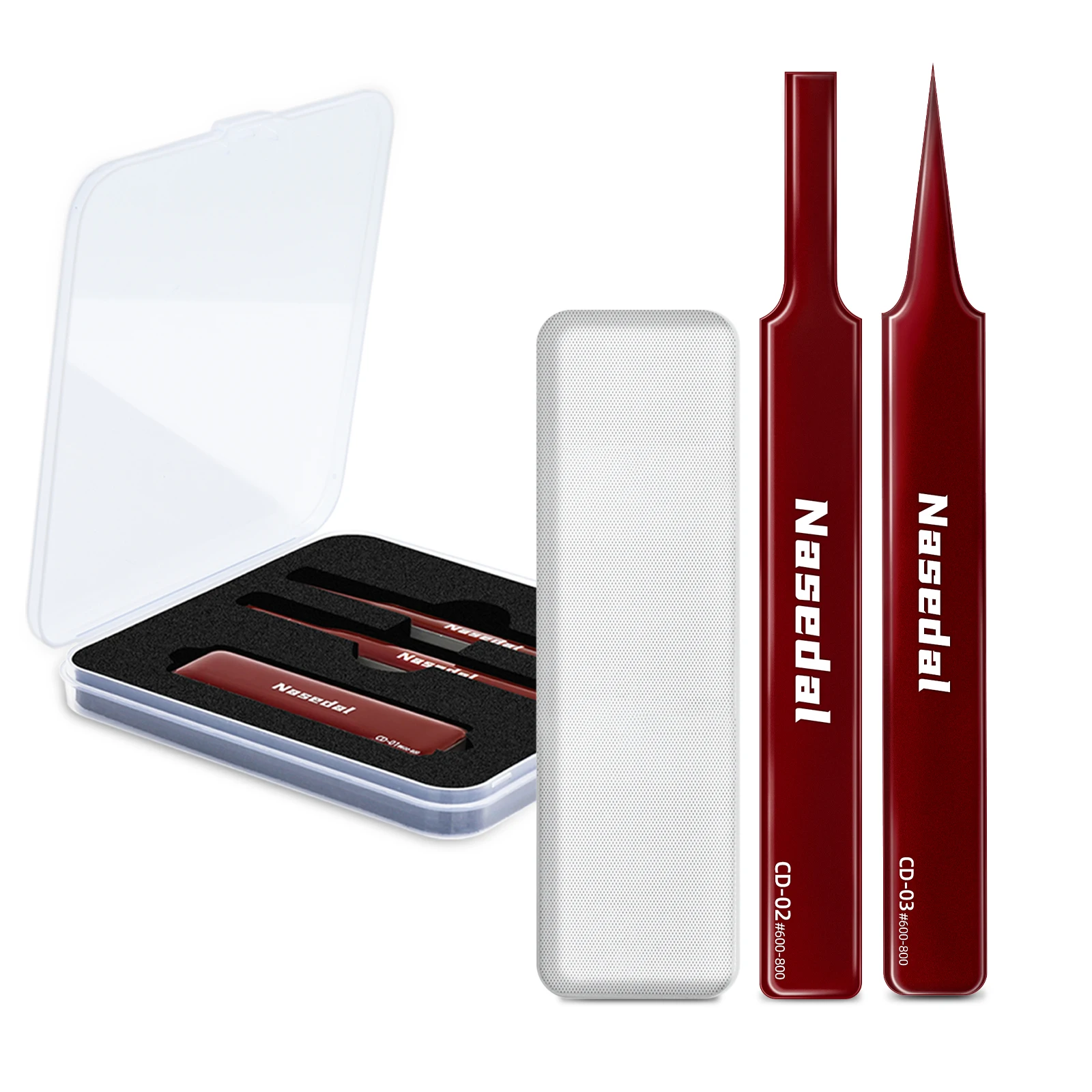 Nasedal 3pcs Glass File #600-#800 Reusable for Gundam Scale Model 3D Prints Sanding Grinding Tool Wet & Dry Use with Storage Box
