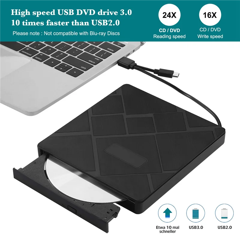 GFR5-USB3.0 DVD Burner DVD RW CD Writer External Optical Drive