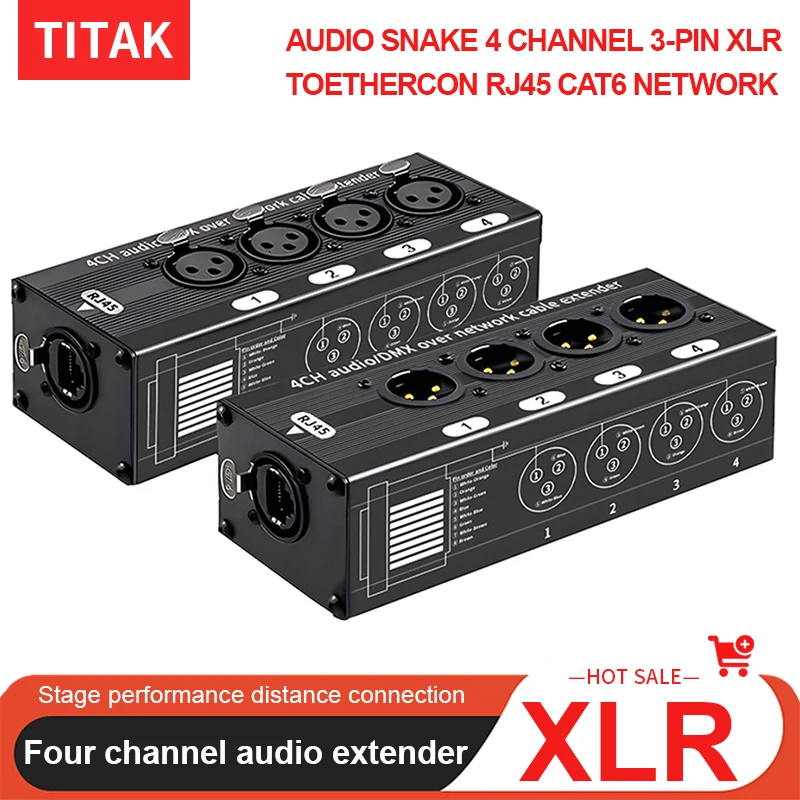 RJ45 CAT5 with Shielded to 4 Channel 3Pin XLR Male/Female Connector Multi Network Receiver Cable for Stage Recording Studio