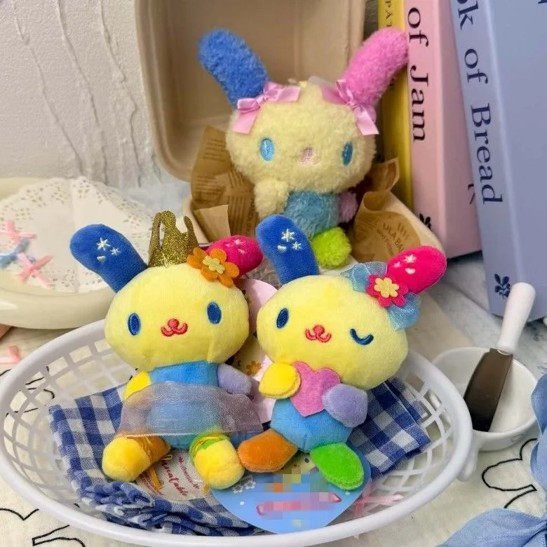 

Cute Love Button Flower Bunny Bag Accessories Plush Doll Japanese Cartoon Rabbit Key Chain Doll Girl Heart Toy Gift