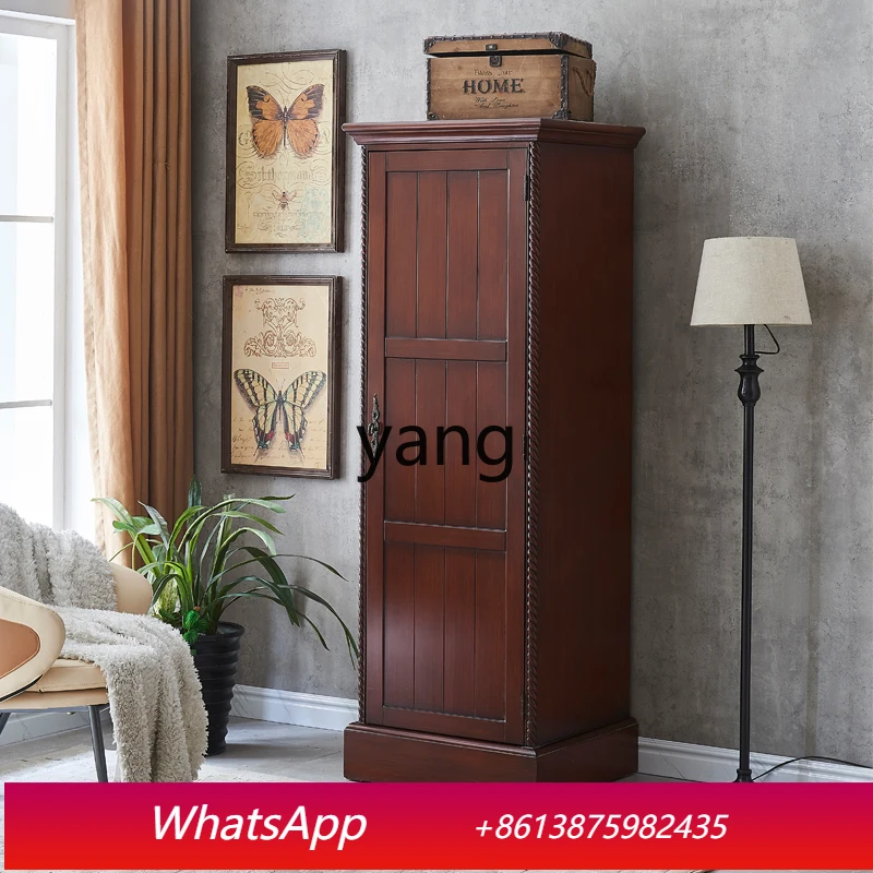

LH Solid Wood Entrance Large Capacity Wardrobe Narrow High Retro Multi-Layer Storage Cabinet Small