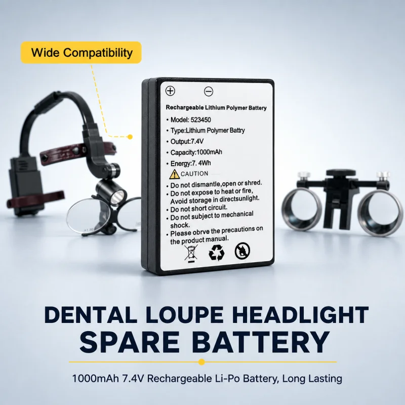 New PSL 1000mAh 7.4V Li‑Po Rechargeable Spare Battery for Dental Surgical Loupe 5W LED Headlight 2.5X / 3.5X Magnifier