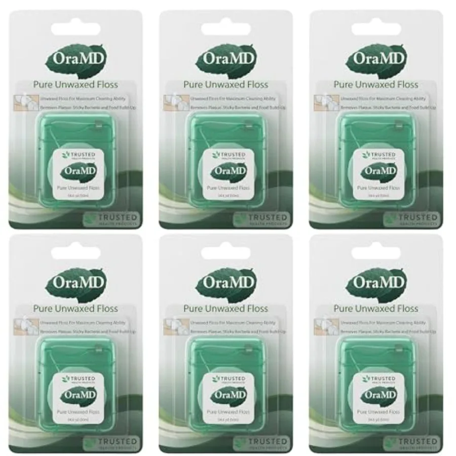 

OraMD Oral Care Pure Unwaxed Dental Floss 54.6 Yards - PFAS-Free, Chemical Free, Shred Resistant - Unscented and Ultraclean Pla