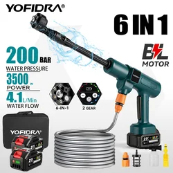 Yofidra 200Bar Fırçasız Elektrikli Su Tabancası 6-in-1 Nozullar Araba Temizleme Bahçe Sulama Takım Makita 18 V Pil püskürtme tabancası