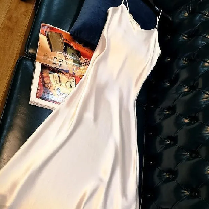 Ele Long A-Line Dr Gonna longuette in tessuto satinato Summer Faion Abbigliamento donna Abito taglie forti Fibra di poliestere Svel