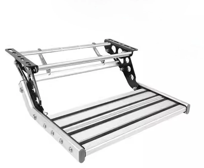 

RV Folding Steps Trailer Boarding Welcome Mat Aluminum Alloy Manual Retractable Single-layer