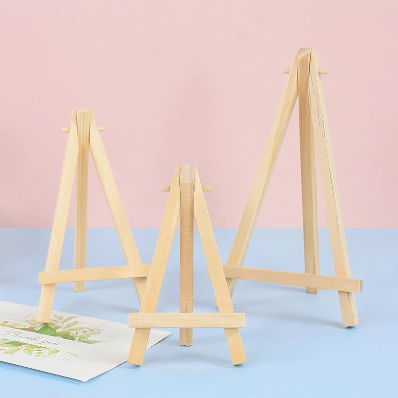 5Pcs Wood Mini Easel Frame Triangle Photo Display Holder Wedding Table Number Card Stand Kids Painting Artist Tripod Decoration