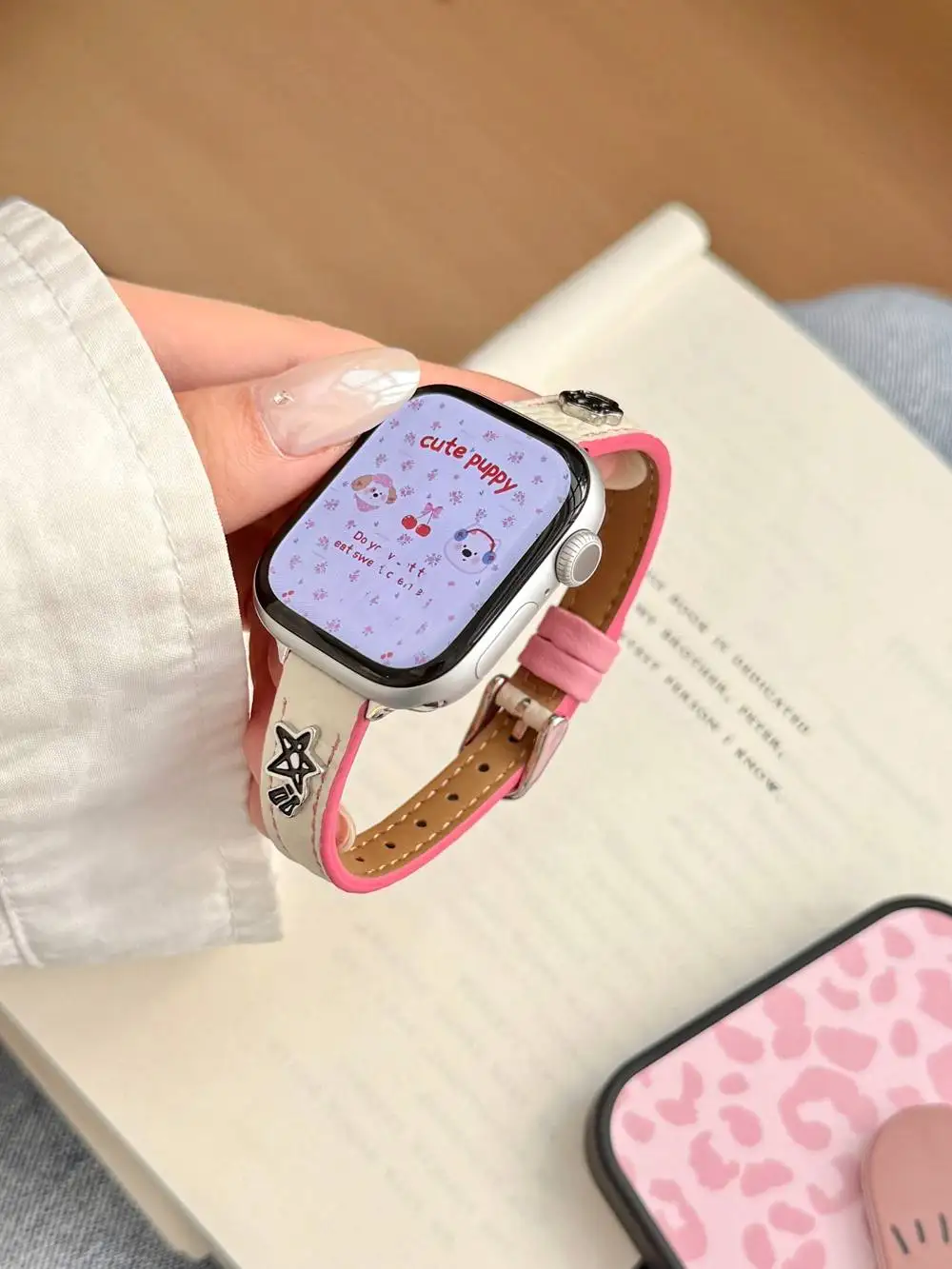 Fashion star leather loop For Apple Watch band Series 10/9/8/7/6/5 38mm 40mm 41mm 42mm 44mm 45mm 46mm 49mm Strap