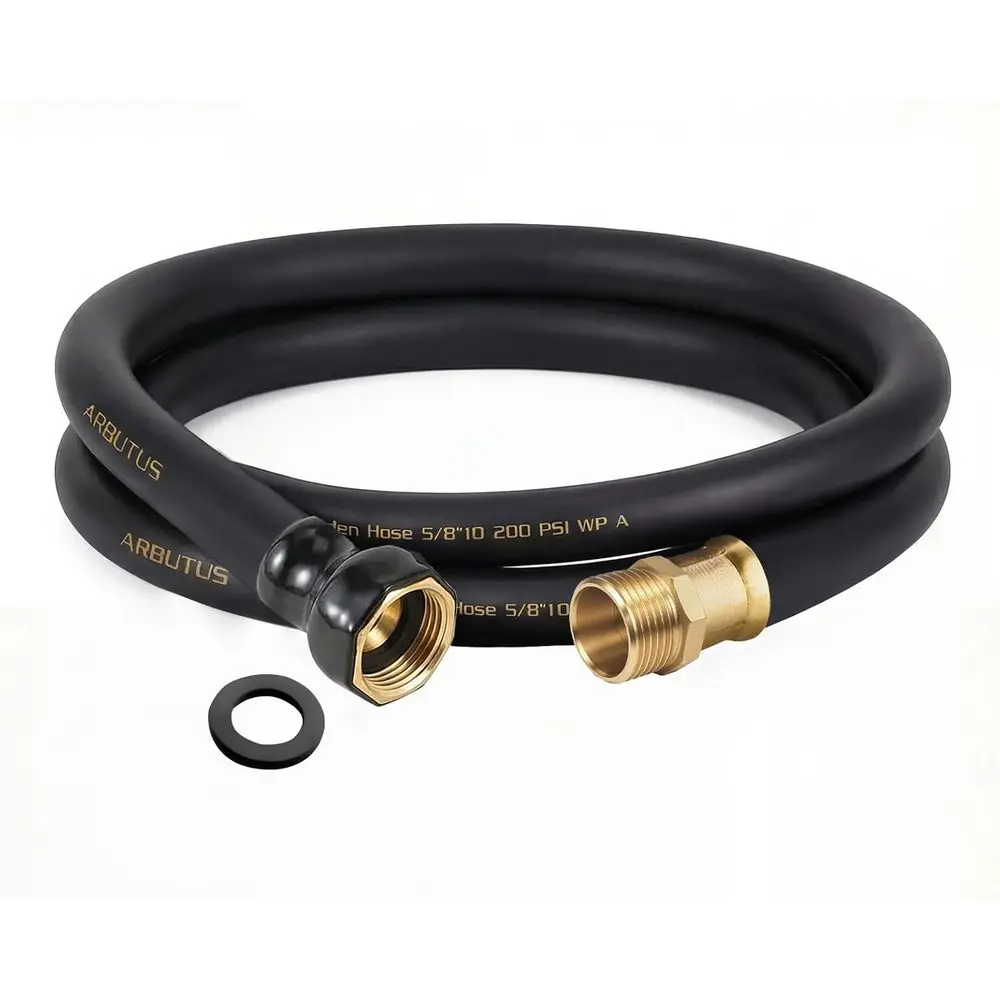 

10ft 5/8 Heavy-Duty Brass & Rubber Garden Hose with 600 PSI Burst Pressure for Yard, Car Wash, Pets