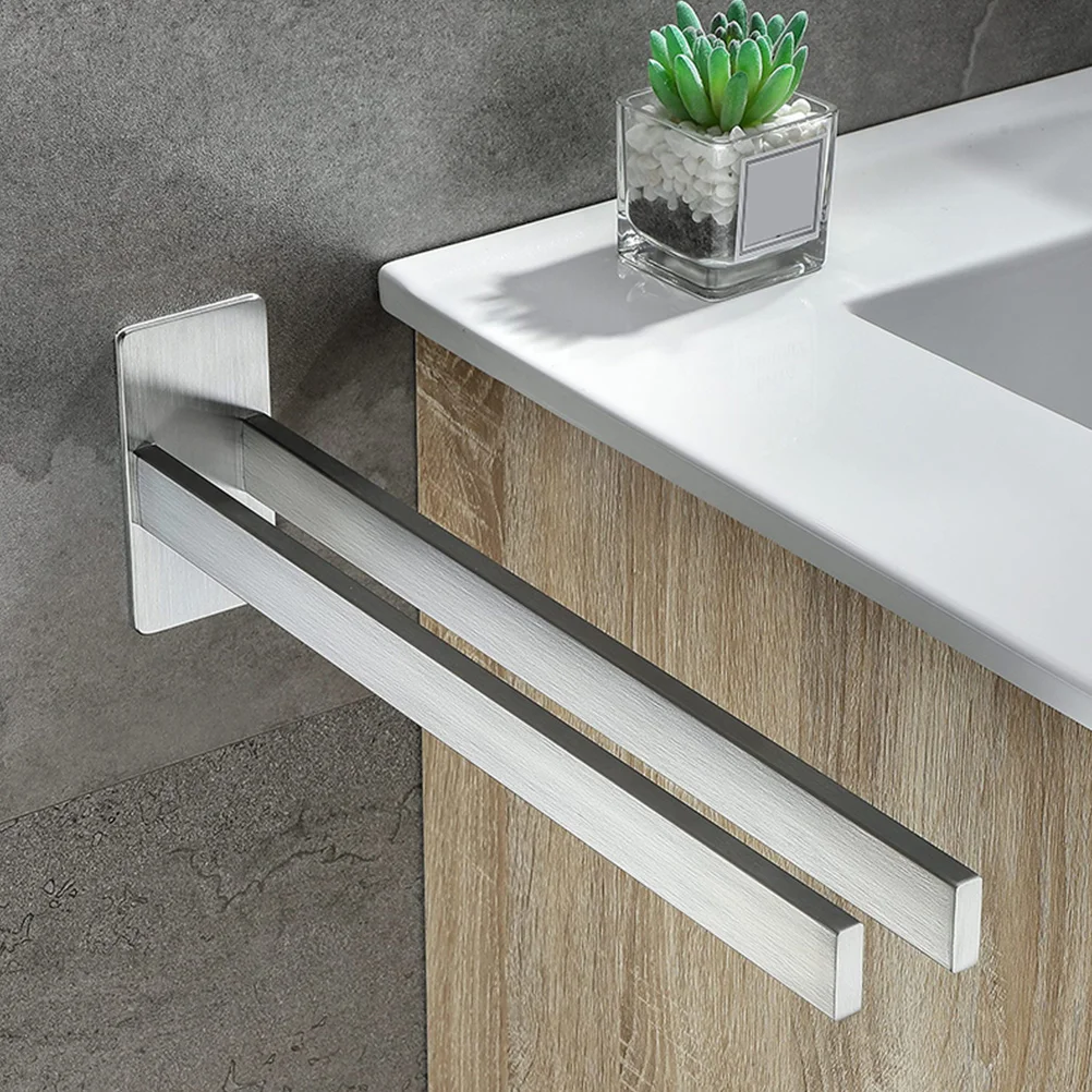 

Вешалка для полотенец из нержавеющей стали, двухполюсная клейкая настенная полка для ванной комнаты, кухни, держатель для хранения, без дырокола