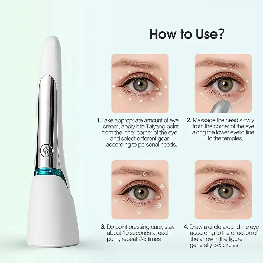 RF Eyes Massager Electric Eye Care Device Fatigue Relieve Dark Circle Eye Bag Remoal Anti Wrinkle Face Massage Eye Tool