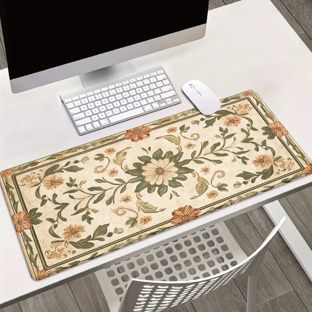 Floral framed vintage style highdefinition printed desktop mouse pad,keyboard game mouse pad,office computer PC player table pad
