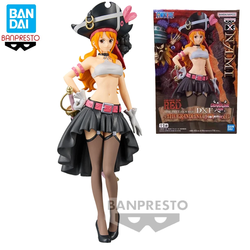 In Stock Bandai BANPRESTO DXF The Grandline Lady One Piece Film Red Vol.3 Nami Anime Action Figure Toy Gift Model Collection