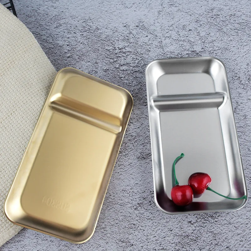 Stainless Steel Food Tray Fruit Snack Serving Plates Tableware Dumpling French Fries Dishes Kitchen Restaurant Utensils