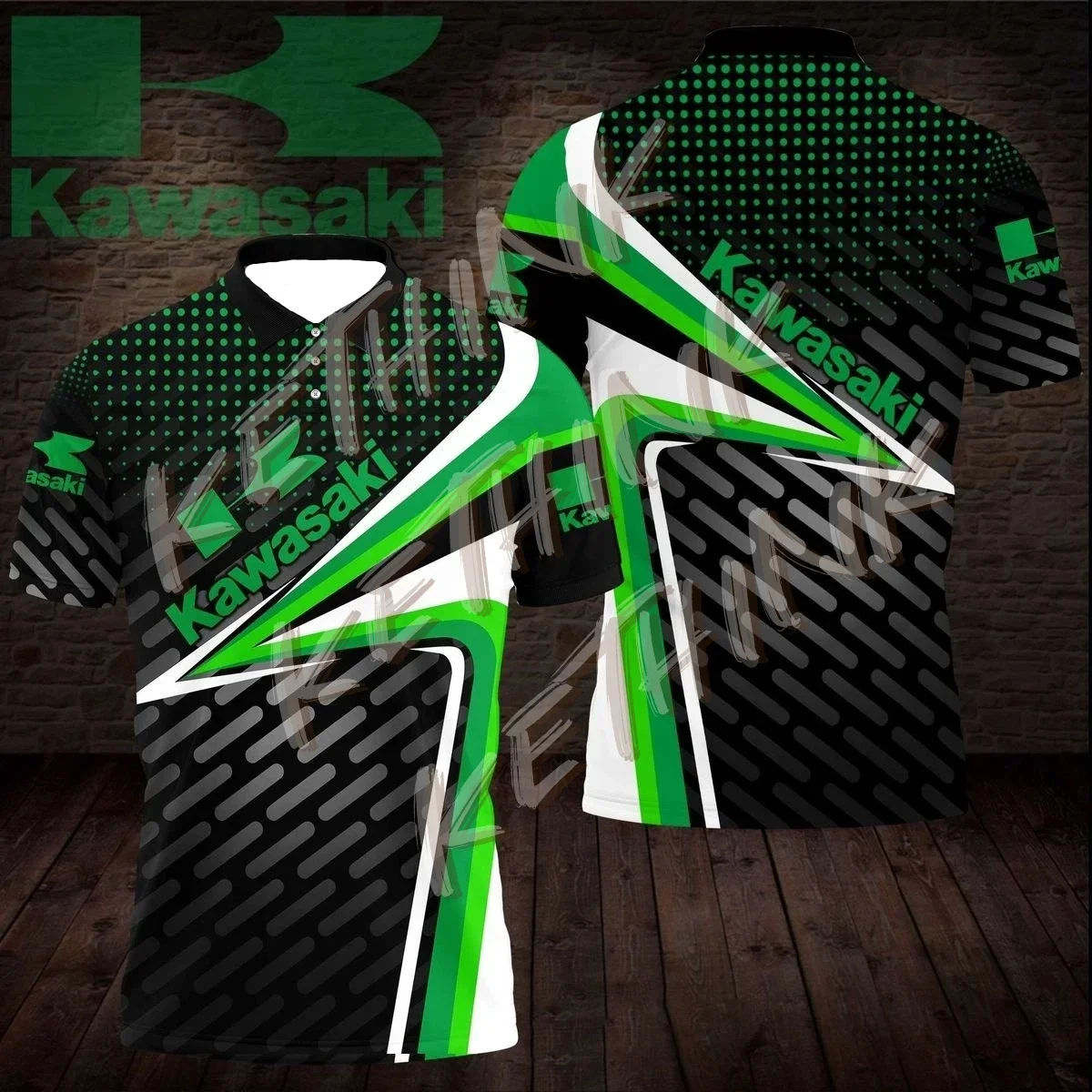 

Персонализированная рубашка поло с 3D-принтом логотипа Kawasaki, мотоциклетное снаряжение с короткими рукавами, гоночный стиль