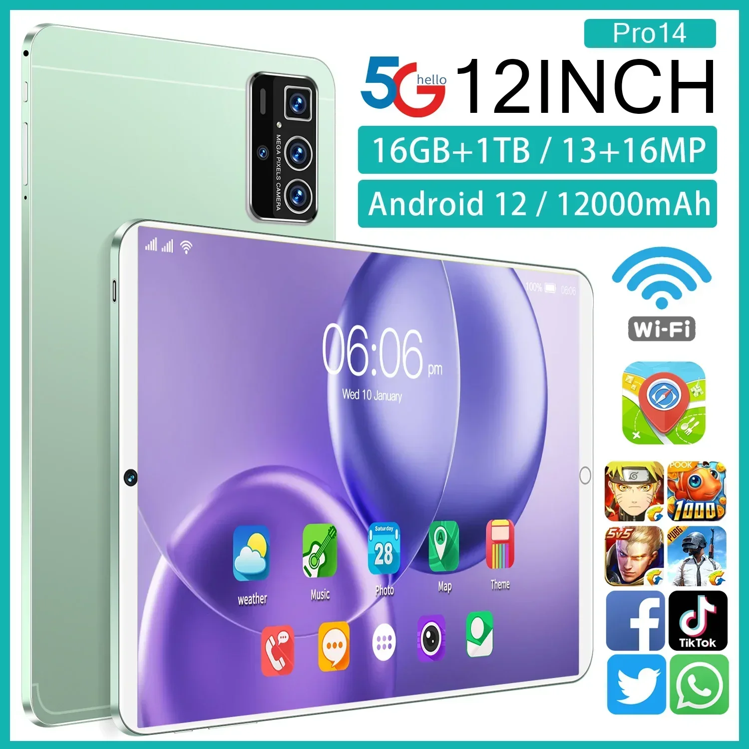 2024 جديد Pro14 12 بوصة مخصص 4G LTE Tab 2000*1200 2K Oem 16GB + 1 تيرا بايت أندرويد 12.0 ثماني النواة 2 في 1 كمبيوتر لوحي للألعاب #3