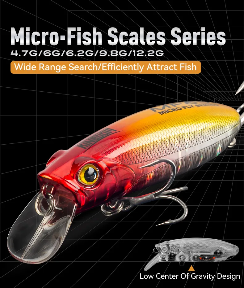 Kingdom Micro Angelköder 4,7g 6g 6,2g 9,8g 12,2g Sinkender Schwimmender Minnow Künstlicher Schwimmköder Weitwurf-Wobbler Angelköder – Detail 2