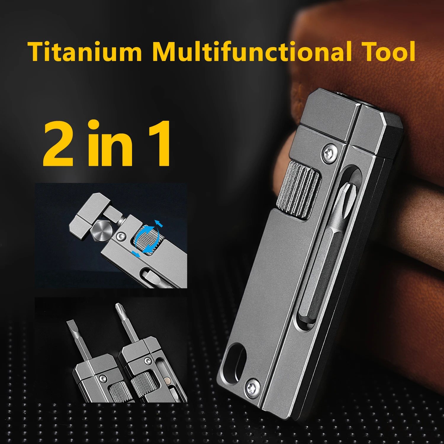 Titanium Alloy Screwdriver And Wrench Outdoor Portable Pocket Multifunctional EDC Tool Durable Metal Gray NEW