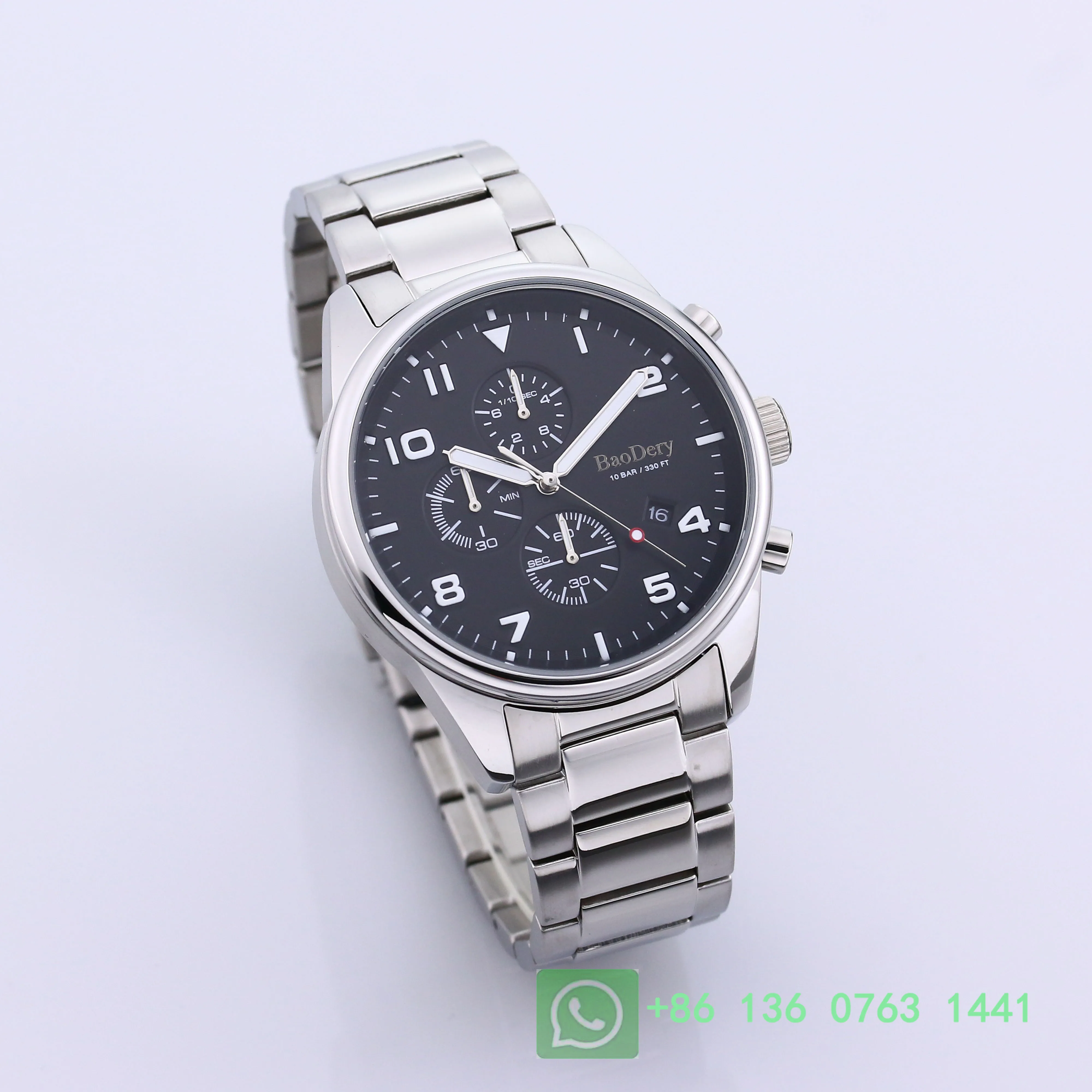 Черно-серебряные часы-Изысканные часы размером 44 мм