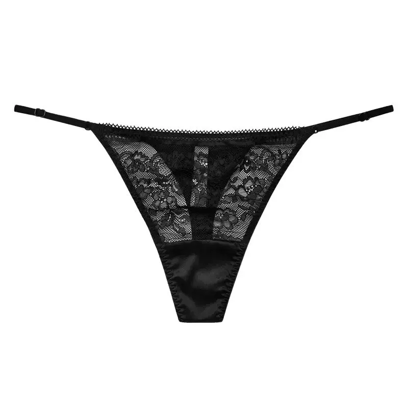 BirdTree, 93% Real Silk Sexy G-String, Women Low Waist Lace Seamless Briefs, French Breathable Thongs, 2024 Summer New P44688QM