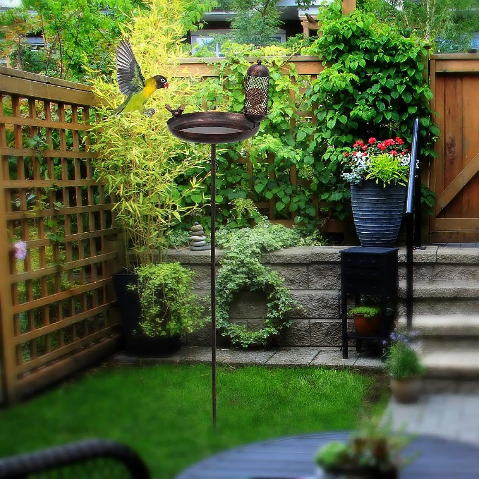 

12.2" Bird Bath Bird Feeder Decoration SPA Water Bowl Metal Weatherproof Birdfeeder Garden Birdbath Bowl for Outdoor Backyard