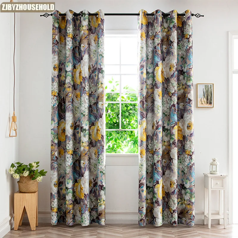 1PC Blackout Oil Painting Curtains for Living Dining Room Bedroom Series Paper Printing Paper Printing Curtains Window Customize