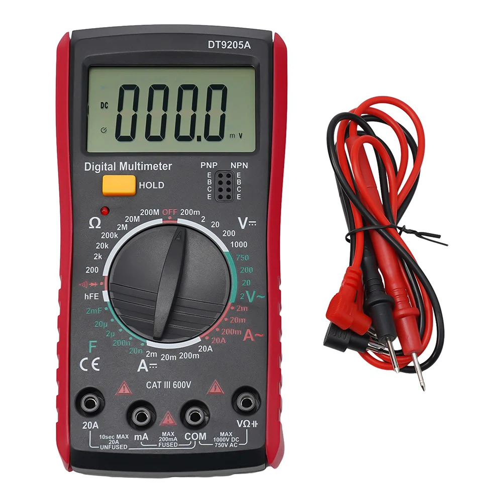 Digital Multimeter DT9205A for Usage Equipped with Protective Silicone Sheath and Automatic Shutdown Capability