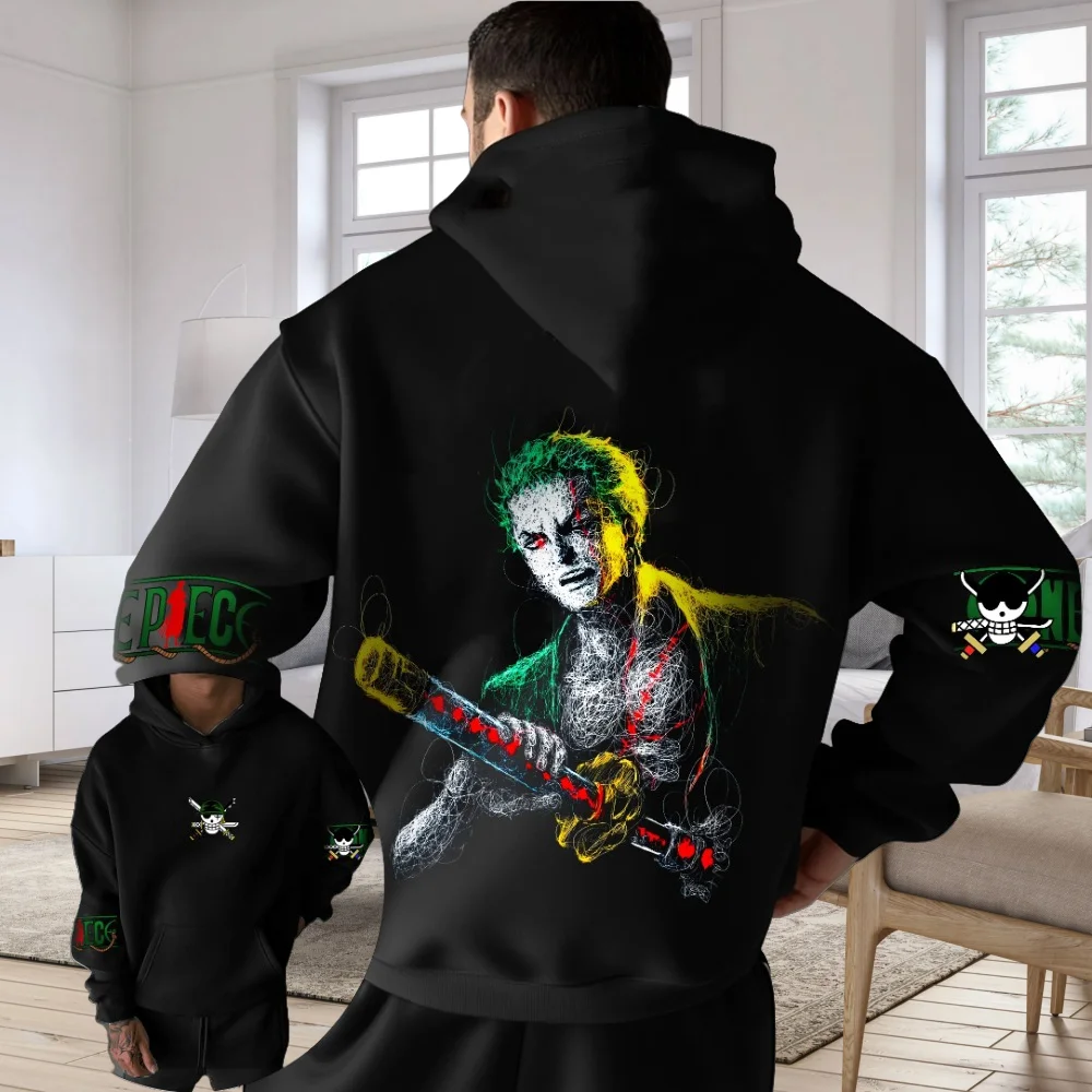 

2025 хит продаж, осенне-зимний новый анимационный свитер с капюшоном и принтом ONE PIECE Sauron, мужской и женский модный уличный джемпер