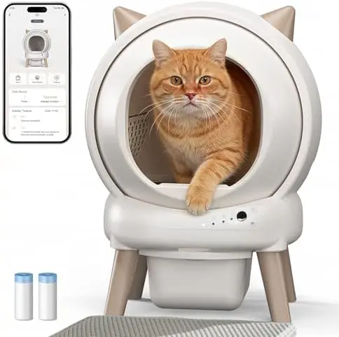 Self Cleaning Litter Box - E2 Automatic Cat Litter Box Smart Self Cleaning Robot for Cats, Double Safety Protection