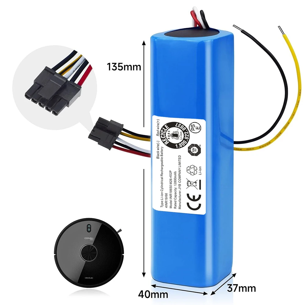 14.4 فولت 12800 مللي أمبير بطارية ليثيوم أيون بديلة ل Conga 4090 4490 4590 4690 3090 3091 3092 جهاز آلي لتنظيف الأتربة