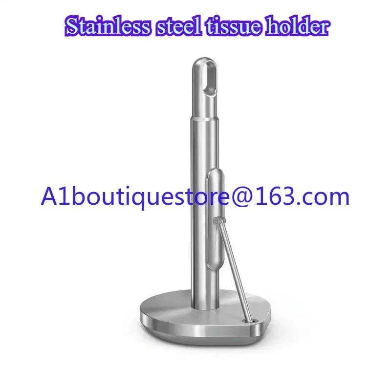 Stainless steel kitchen desktop tissue holder non-punching tension fixer tearing paper with one hand.