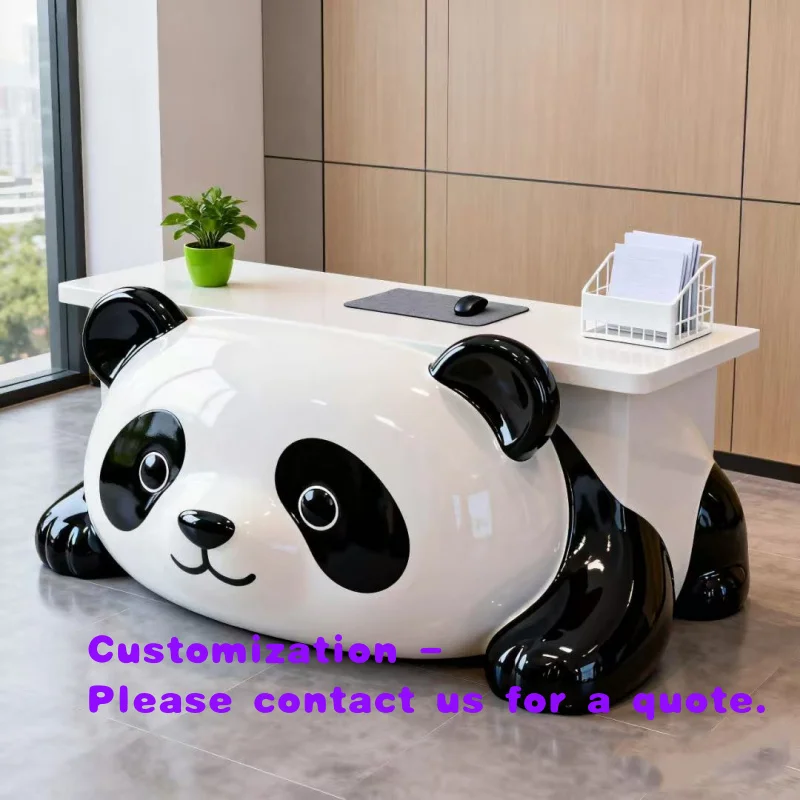 

custom.Panda-Shaped Fiberglass Modern All-in-One Extendable Desk-Dual Use Office & Study-Commercial Furniture