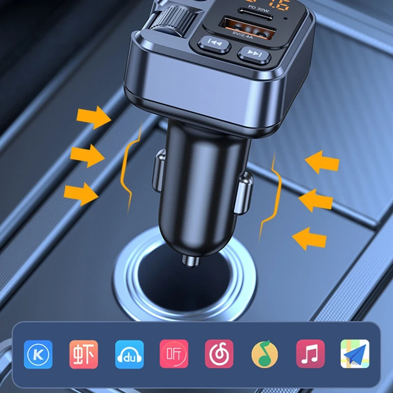 【セール中】車の Bluetooth レシーバー USB U ディスク読み取り PD20w 高速充電デジタルディスプレイ車の携帯電話アダプター携帯電話用 FM トランスミッター