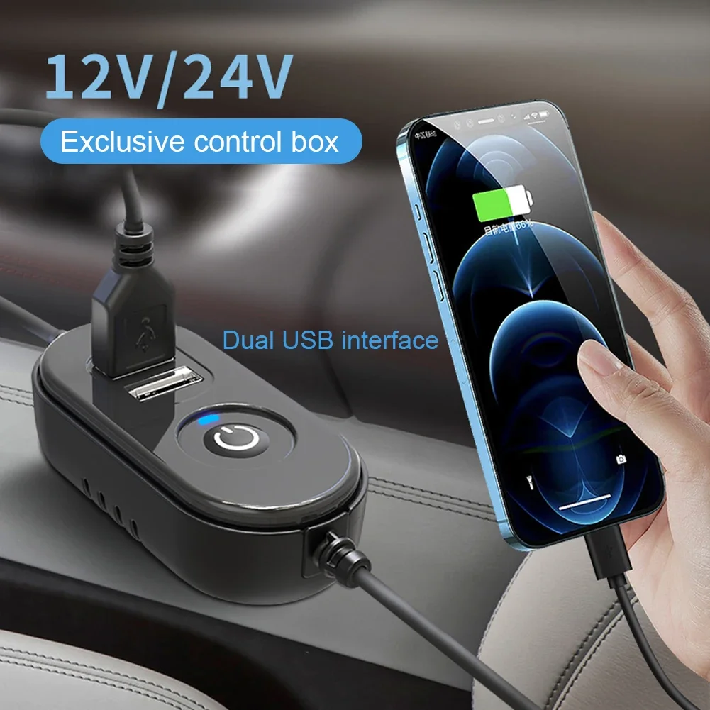 Car Seat Back Cooling Fan, Auto Encosto de Cabeça, 360 Graus Rotação, Ventilador de Ventilação, USB Charge Dual Head Fan, Pescoço Cooler, Interior do carro