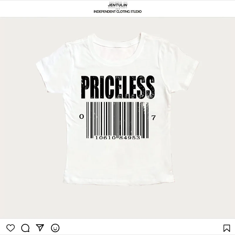 Gothic American Retro Barcode Graphic Print Personality Japanese Y2k T-shirt Street Vintage Harajuku Short Sleeve Sexy Baby Tee - Image 4