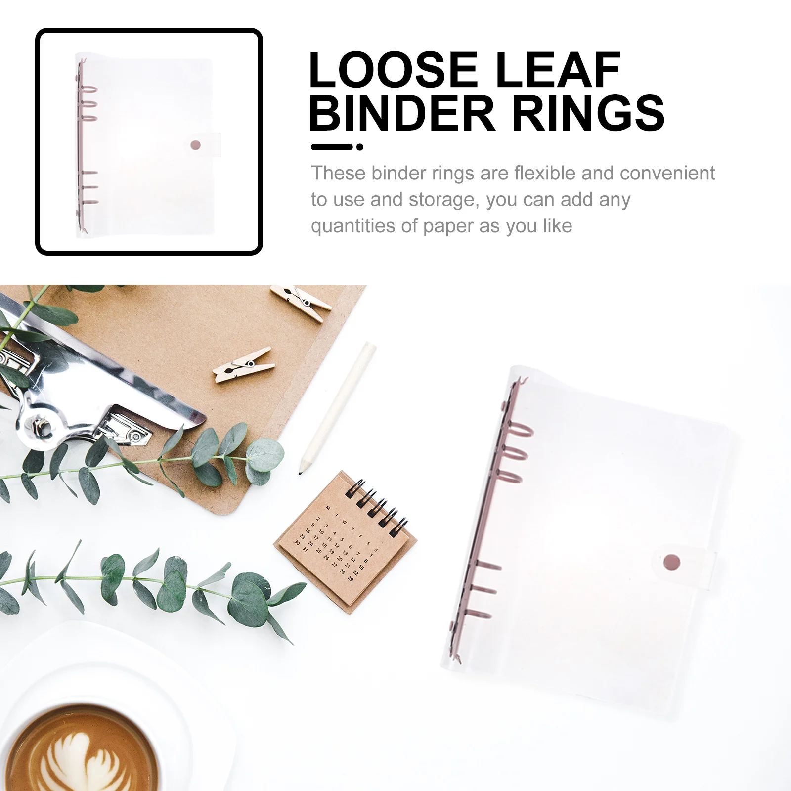 

Notepad Binder Ring Binder Cover Mini Loose Leaf Rings Transparent Notebook Organizer for Study Book Clip Rings