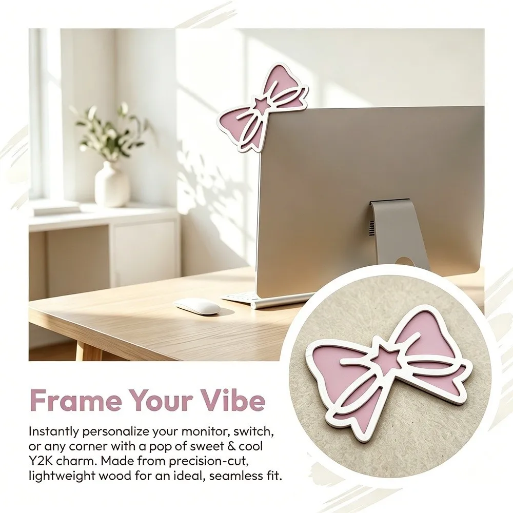 Cartoon Cat Ear Right Angle Ornament Heart Star Door Corner Sign Bow Wooden Home Decoration Switch