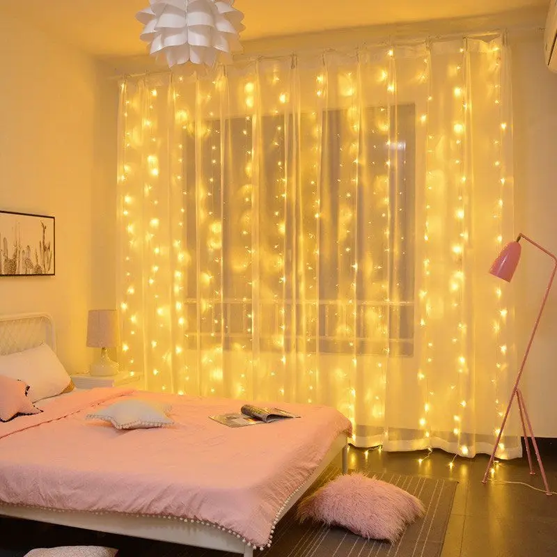 6m/3m Curtain String Lights USB Plug 8 Lighting Modes Fairy LED Lights with Remote Control Christmas Decoration for Bedroom Home