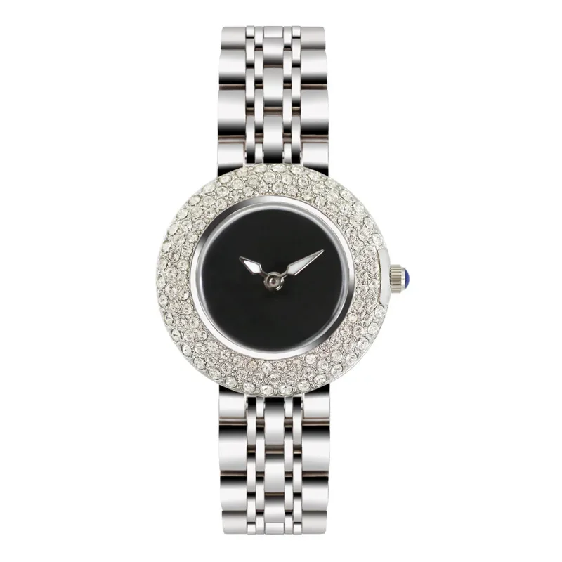 Women Quartz Watch Luxury Clock Fashion Simple Diamond Inlay Vintage Black Sliver Minimalist Orologio Reloj Ladies Wristwatch