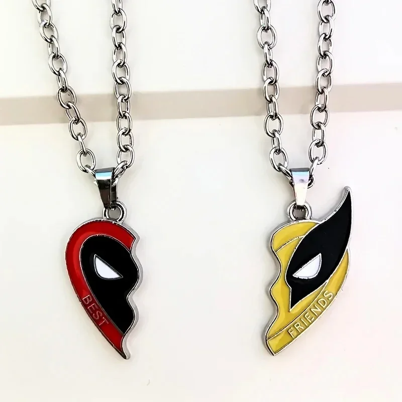Disney Deadpool & Wolverine Cospay Best Friends Superhero Couple Necklace Heart Pendant Friendship Matching Gifts for Unisex