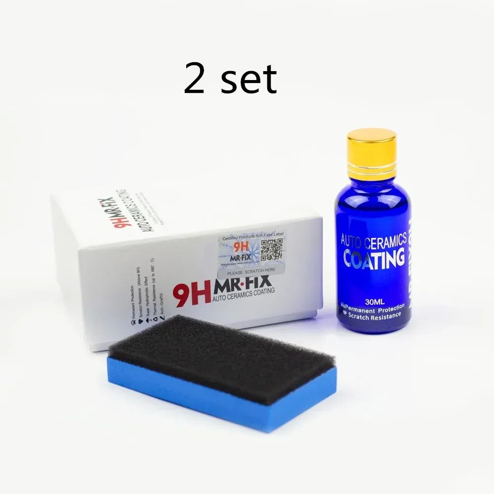 2Pcs 9H Car Oxidation Liquid Ceramic Coat Super Hydrophobic Glass Coating Set Polysiloxane and Nano materials Care Multicolor H9