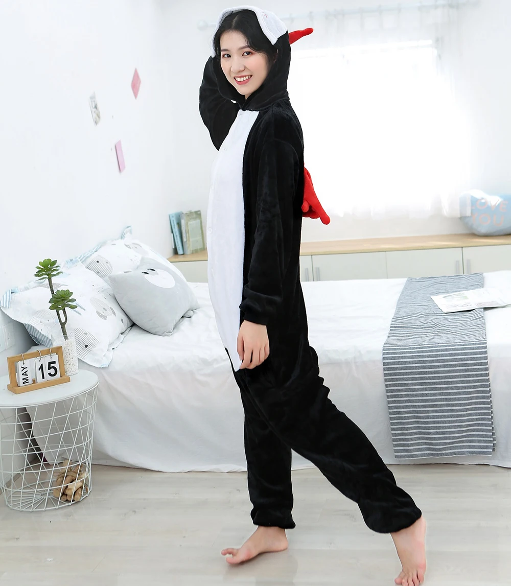 Kigurumi Stram pler Flanell Cartoon Dämon Pyjama für erwachsene Frauen Männer Anime Pyjama Homewear Halloween Cosplay Party Kostüm Overall